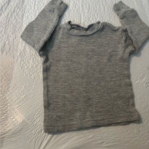 Kids Long-Sleeve Waffle Thermal Top - Gray